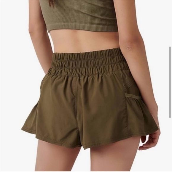 New Free People Movement Get Your Flirt On Short in Olive Medium - Picture 3 of 7